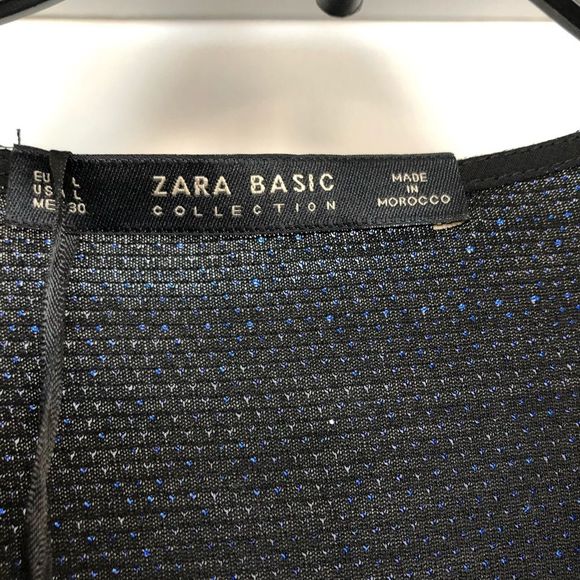 Zara Shimmery Black and Blue Surplice Dress - Picture 3 of 6